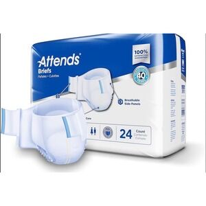 Attends Briefs Incontinence Aid Unisex Medium White Extra Heavy Absorbency 25
